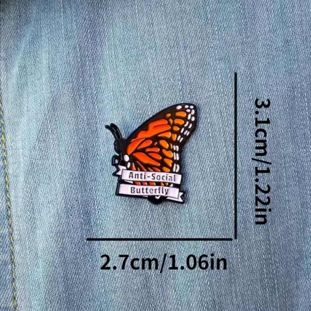 Anti-Social Butterfly Enamel Pin/Brooch - Picture 2 of 3